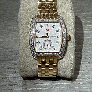 Michele Gold and Silver Watch with Diamond Accents